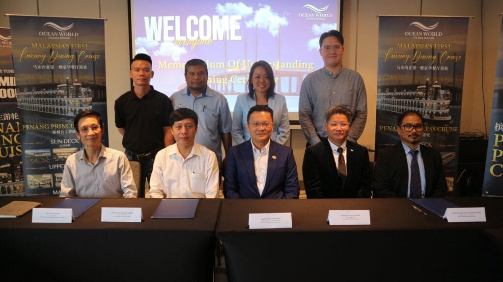 MOU signing ceremony confirming the 2027 launch date for Ocean World Cruises and the Penang Princess.